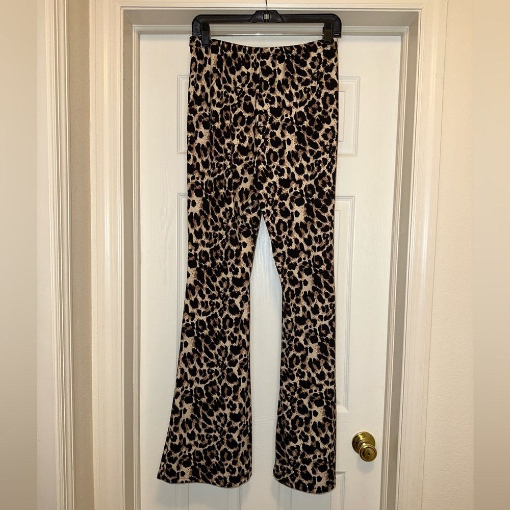 NWOT leopard large stretchy flare pants from Shein. - Picture 2 of 3